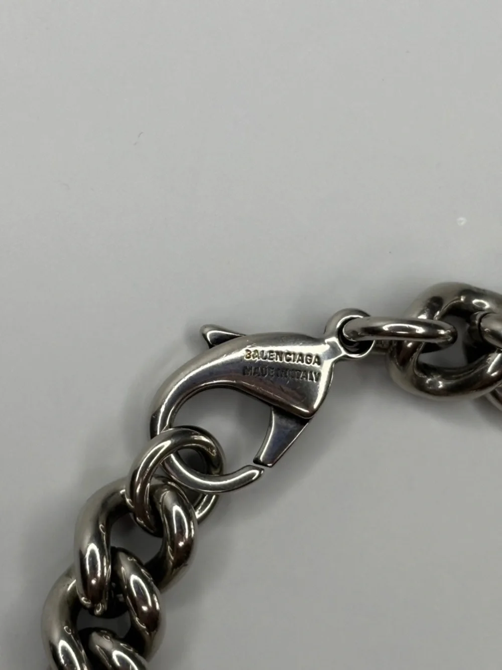 Balenciaga Silver Chain Bracelet - Designer Plaque